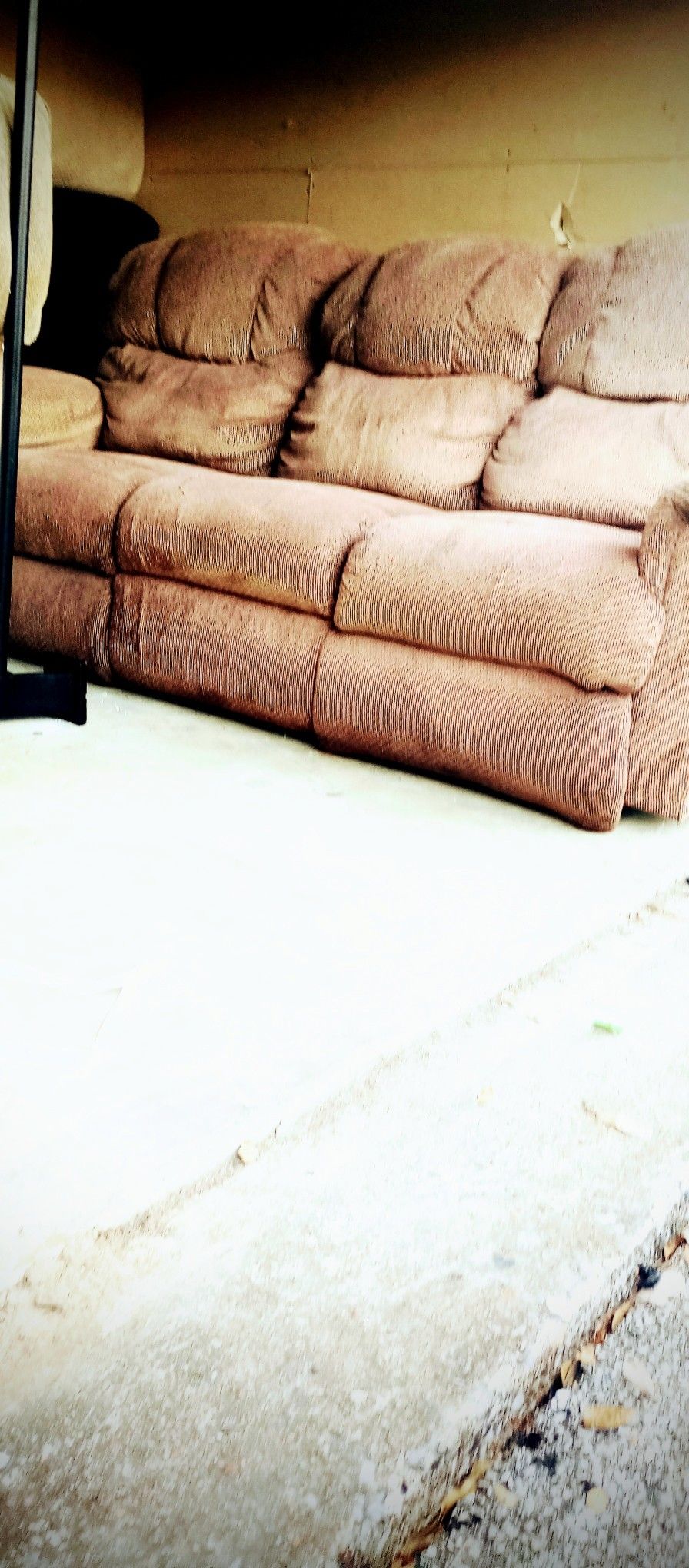 Light Brown LR Set With Loveseat That Lets Out Into A Bed
