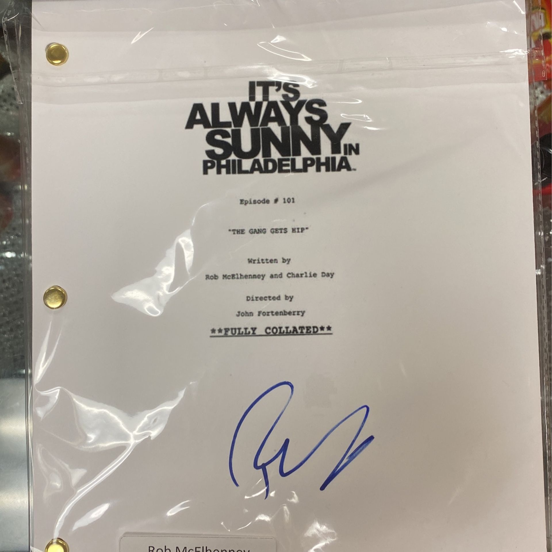 Rob McElhenney Signed Script From It’s Always Sunny In Philadelphia