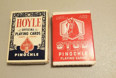 2 vintage pinochle decks of cards