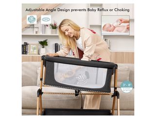 TotRun Bassinet Bedside Sleeper, Rocking Bassinets with Comfy Mattress and Wheels BRAND NEW IN BOX
