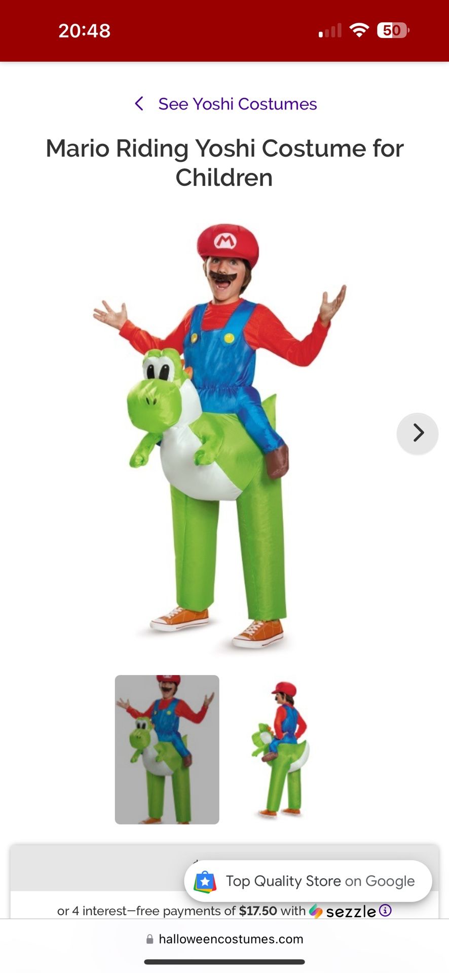 Super Mario Riding Yoshi Costume for Children Inflatable