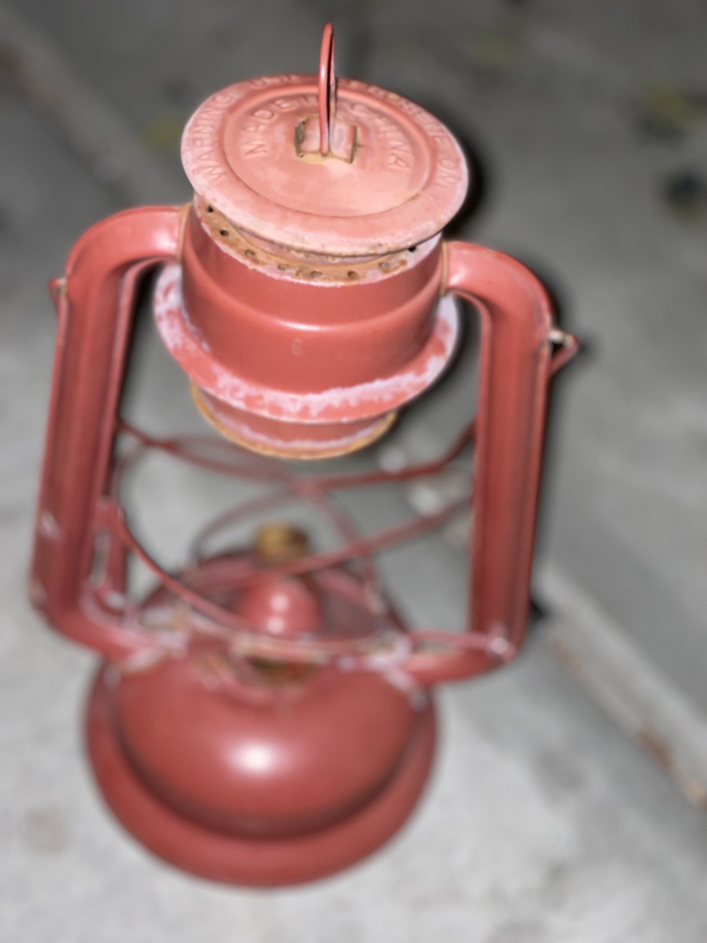 Vintage Red Railroad Kerosene Lamp