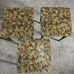 Vintage MCM Mid Century Modern Gothic Ebonized End Tables Coffee Table Small Square Set Of 3