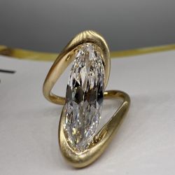 3.01 carat E VVS2 antique moval lab diamond bypass engagement ring 