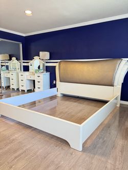 White king size bed frame