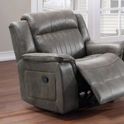 Brand New Slate Blue Or Brown Breathable Leather Manual Recliner (40" x 38" x 41"H)