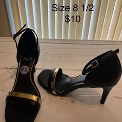 Black N Gold Heels Size 8 1/2