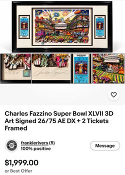 Charles Fazzino Super Bowl XLVII Signed 3D Art Framed