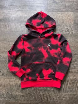 Euc size 6/7 NIKE AIR JORDAN  pullover hoodie boys kids youth size 6-7 red/black cloud tie-bye jumpman logo
