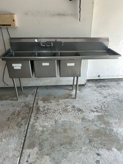 81x24 3 compartment stainless steel sink