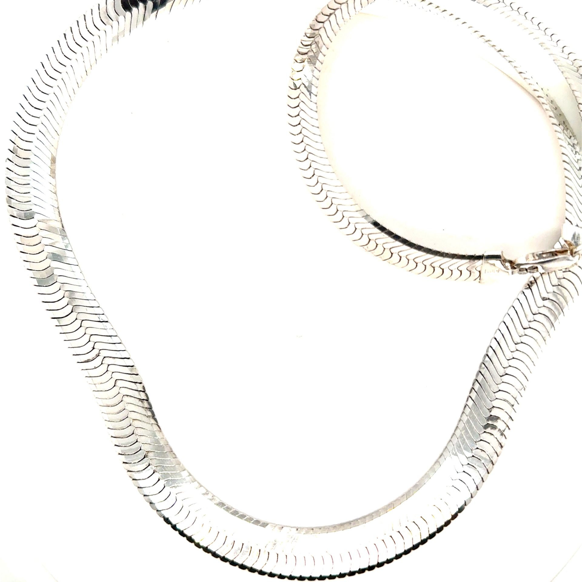 925 Sterling Silver Thick Herringbone Necklace