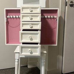 Jewelry Storage Cabinete White Tabl...