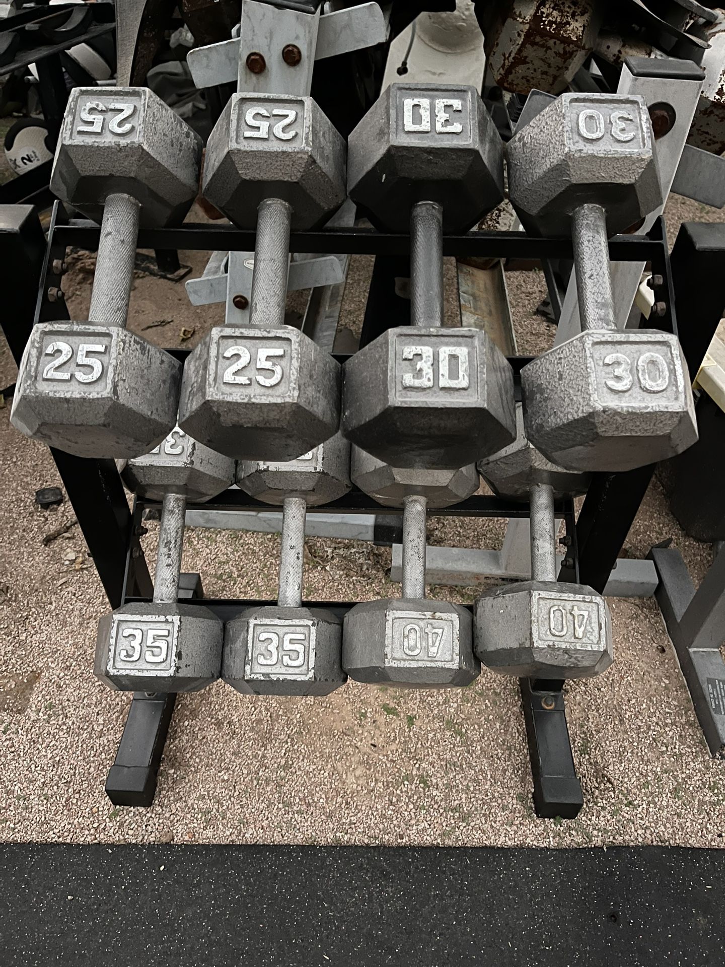 25-40lb Hex Iron Dumbbell Set With Rack 260lbs