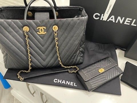 Large Shopping 30 Cm Ve/Black And L-Gusset Flap