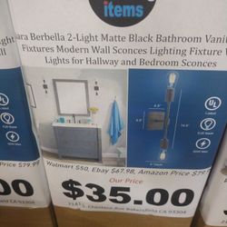 Bathroom Black Vanity Light That Hangs On The Wall