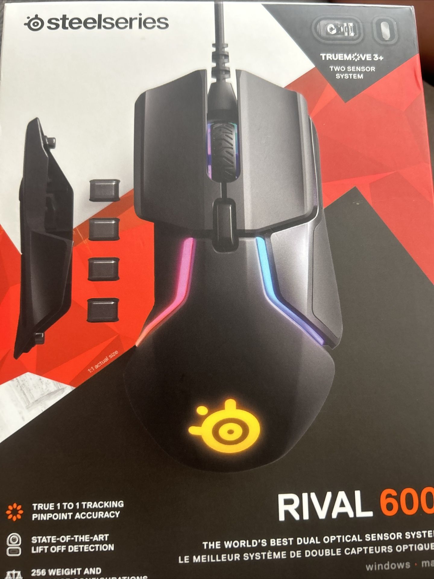 Rival 600 steel series RGB gaming mouse.
