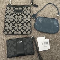 3 coach wallets trio