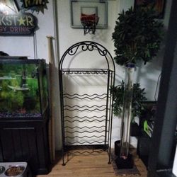 24 Bottle Wrought Iron Wine Rack With Glass Storage