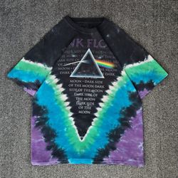 Vintage Liquid Blue Men’s 2004 Dark Side of the Moon Tie Dye T-Shirt Size Large