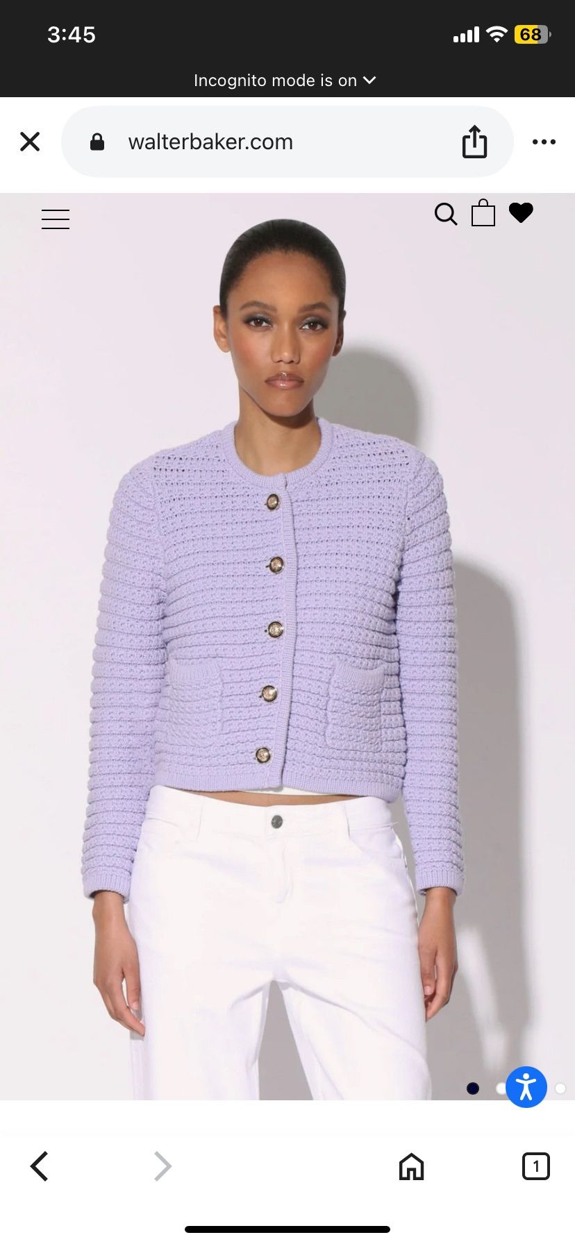 Brand New Woman’s Walter Baker brand Purple Lavender colored Janis Cardigan Sweater Up For Sale
