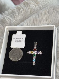 .925 sterling silver colorful cross pendant