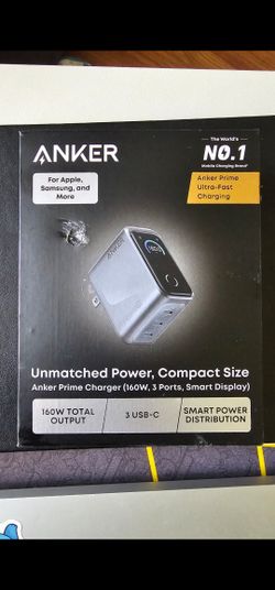 Anker Prime Charger, 160W Max 3-Port GaN Charger, for MacBook Pro Charger
Smart Display, Touch Control, Up to 140W Fast Charging for One Device,for Ma