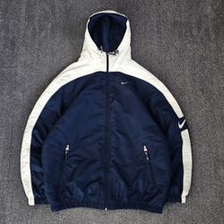 Vintage Y2K Nike Men's Nylon Zip Up Hooded Jacket Size Large 