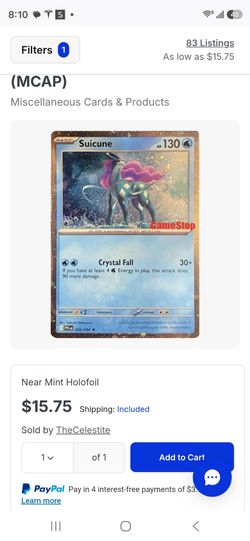 Suicune Pokémon Card 026/094 Holo Rare