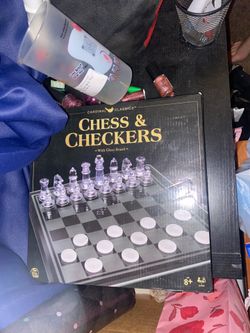 Full Chess & Checkers Board-Clear & White