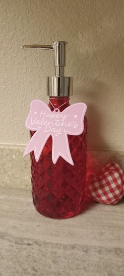 Red Glass Liquid Handsoap (Make an Offer)