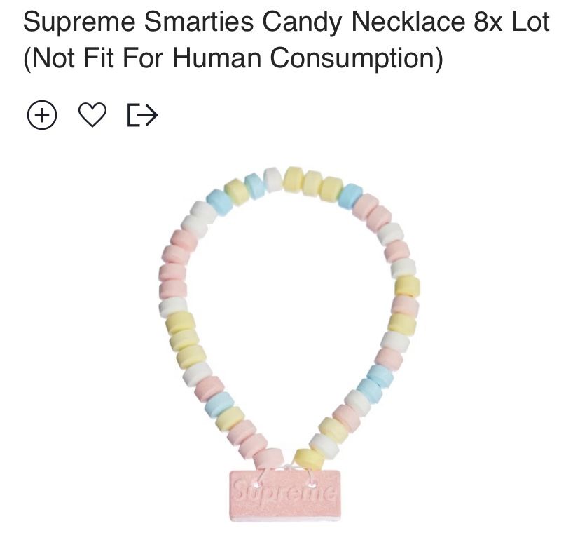Supreme Smarties Candy Necklace 8x Lot (Not Fit For Human Consumption)