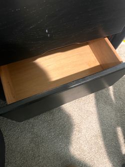 Black Wood Nightstand with Drawer