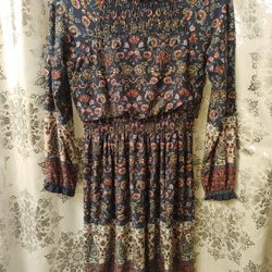 Girls Size 16 Dress Navy Blue With Patterns