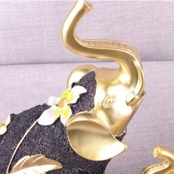 Statue Elephant Family Figurines Home Decor, Wealth Prosperity Sculpture Decorative, Creative Living Room Ornaments, Animals,Set