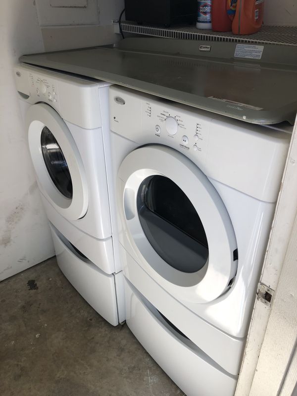 Front Loading Whirlpool Washer and Dryer with top Cover Mat for Sale in