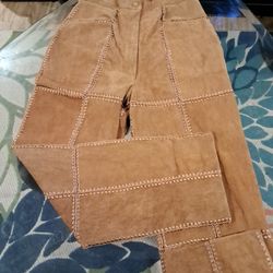 S.M.H. Vintage tan suede leathet patchwork pants -  SIZE - 6
