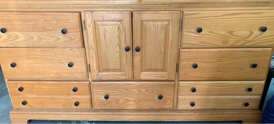Wood Dresser black metal knobs