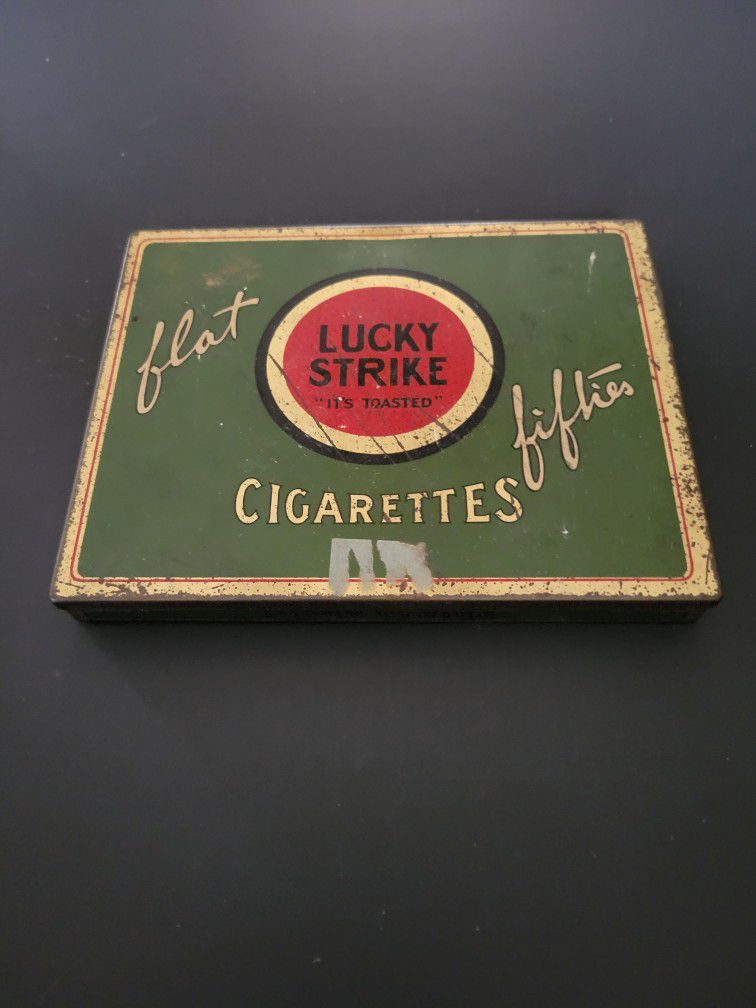 Vintage Lucky Strikes Flat Fifties Green Tin