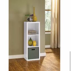 44 in. H x 16 in. W x 14 in. D White Wood Look 3-Cube Storage Organizer