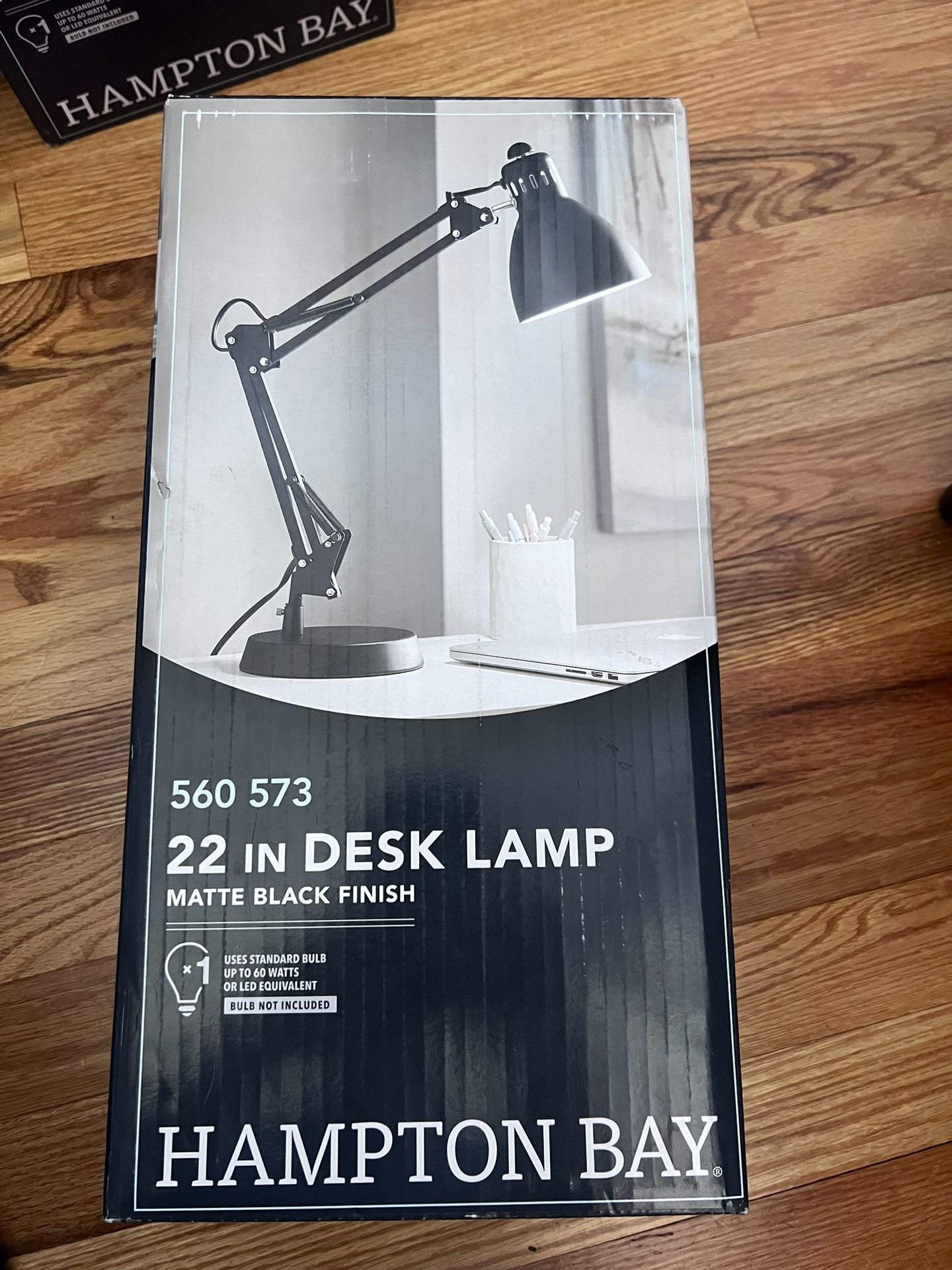 Hampton Bay 22" Matte Black Adjustable Arm Desk Lamp Metal