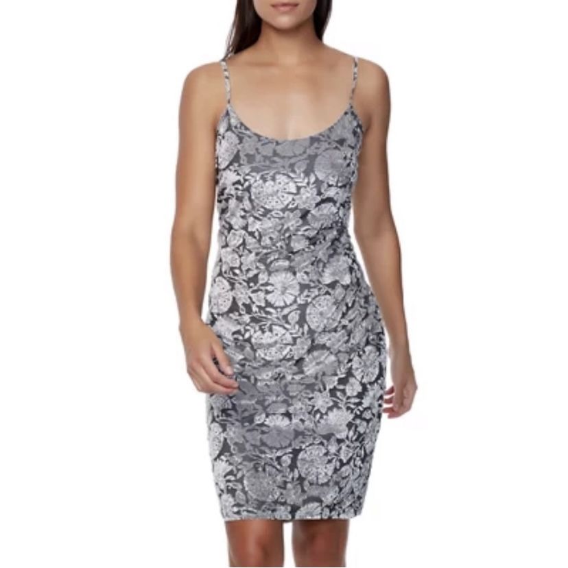 Brand new womans Bebe brand silver velvet slip dress up for sale