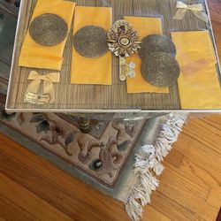 Set Of 4 Placemats Coasters Napkins Rafia 