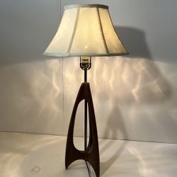 Vintage Teak Wood Triangle Lamp