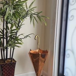 Vintage Umbrella Stand Copper Brass 1960s Art Deco