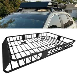 67" x 39" x 5.1'' Universal Roof Rack Cargo Carrier Basket with Extension Heavy Duty Steel Car SUV Top Luggage Storage Holder Basket for Travel 55OLBS