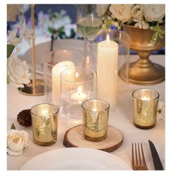Gold Glass Candle Holders