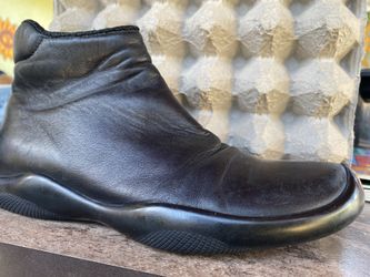 Prada Black Leather Vibram Sole Slip-on Shoes