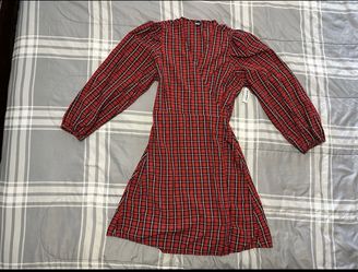 Old Navy Red Plaid Wrap Mini Dress size XL