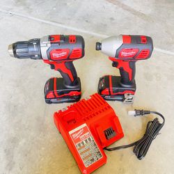 Milwaukee M18 18V Lithium-Ion Cordless Drill Driver/Impact Driver Combo Kit (2-Tool) W/ Two 1.5Ah Batteries, Charger