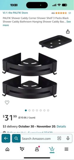 PALFIK Black Corner Shower Caddy 3-Pack